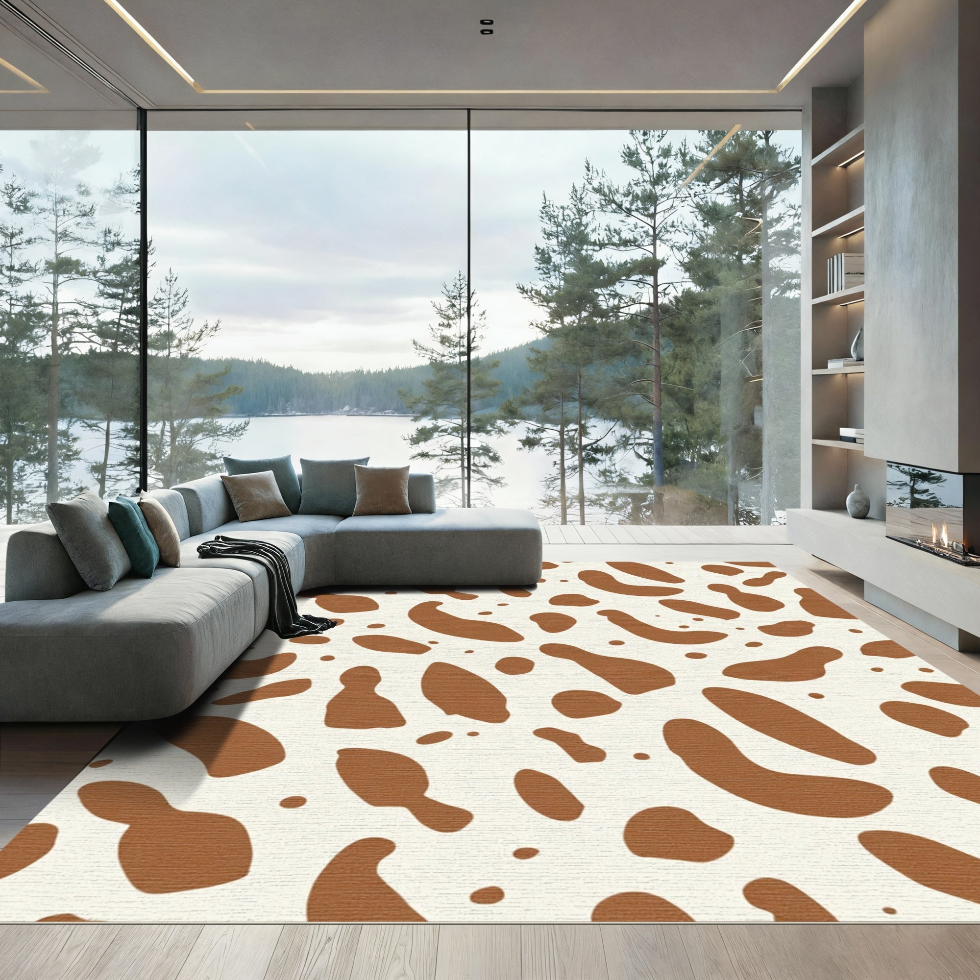 Brown Spots on Cream Background Rug