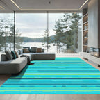 Aqua Blue Multi Stripe Rug