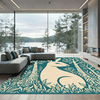 Cream Rabbit Forest Silhouette Rug