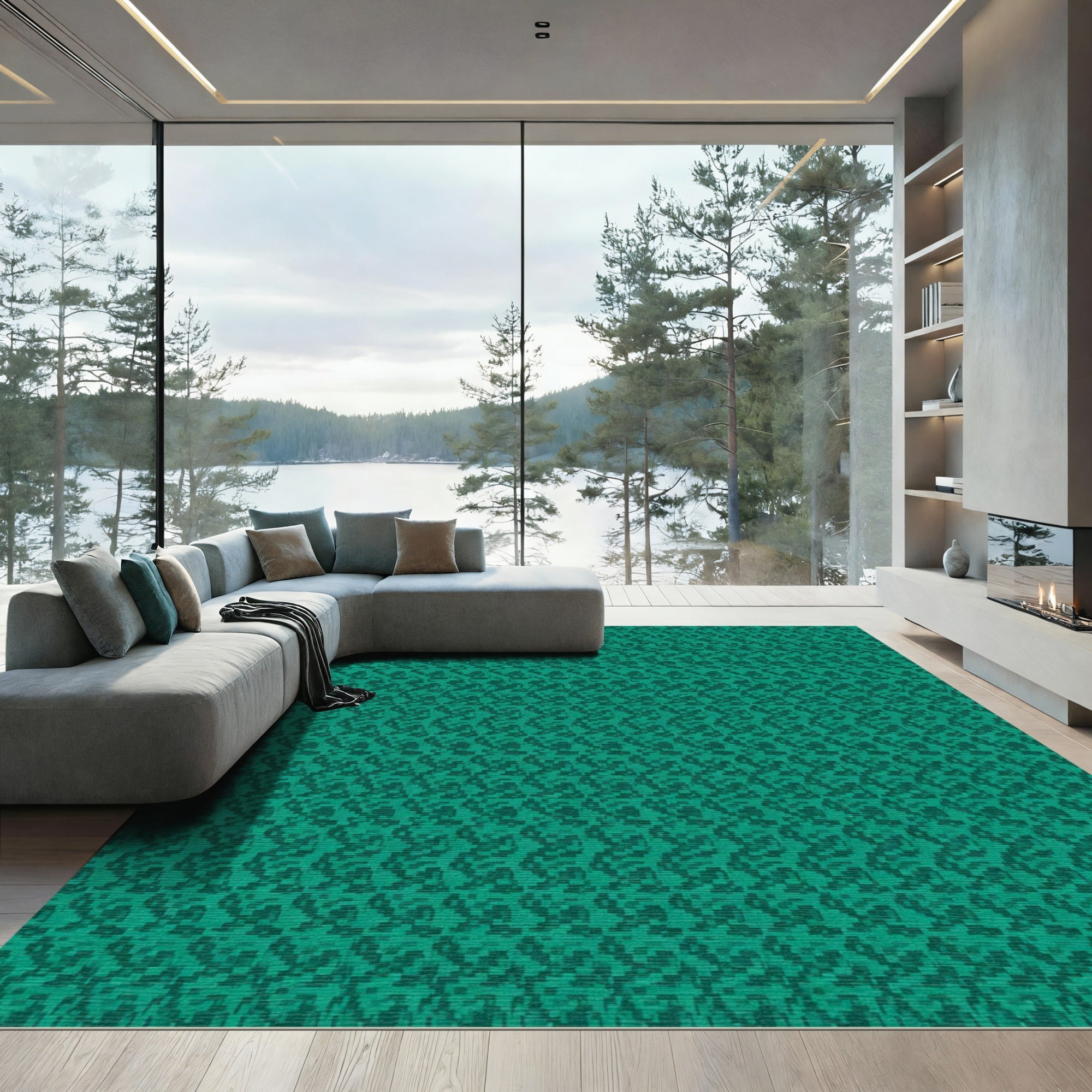 Teal Distorted Stripe Rug