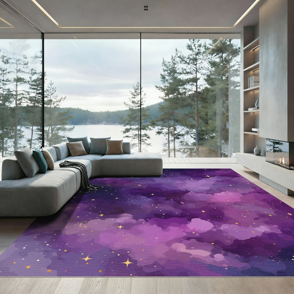 Deep Purple Galaxy Starry Night Rug