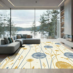Golden Blue Dandelion Field Rug