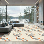 Warm Orange Gray Swirls Organic Forms Rug