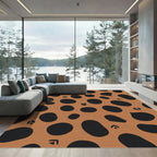 Contemporary Orange Black Spots Rug