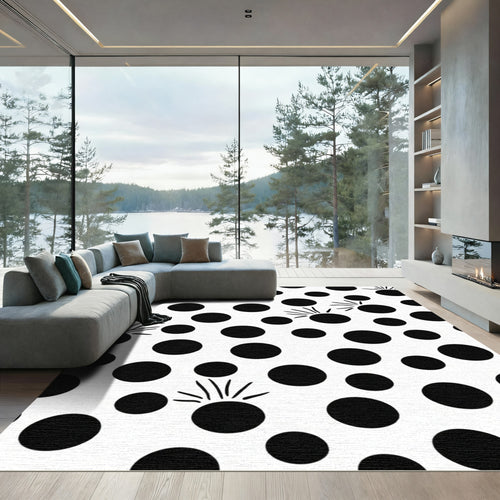 Black White Polka Dot Sprouts Rug