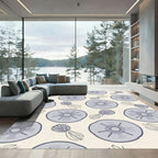 Serene Blue Round Botanic Scatter Rug