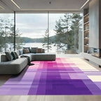 Modern Pink Purple Geometric Blocks Rug