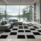 Black and Gray Checkerboard Square Rug