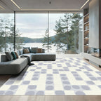 Subtle Abstract Grid Circles Cream Grey Rug