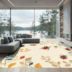 Red Ladybugs In Autumn Foliage Border Rug
