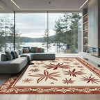 Brown Starburst Contemporary Border Rug