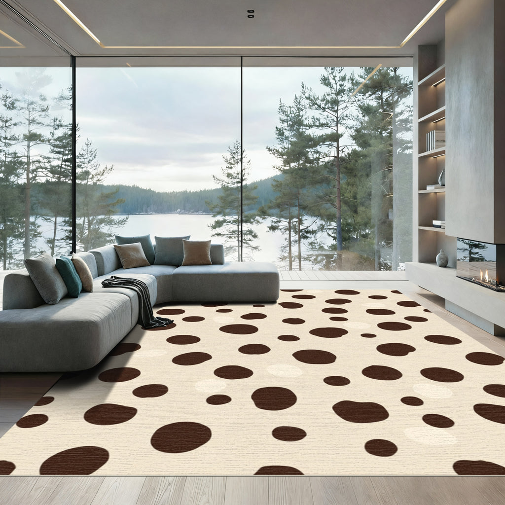 Creamy Brown Scattered Dot Rug