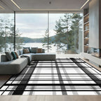 Monochrome Bold Stripe Grid Rug