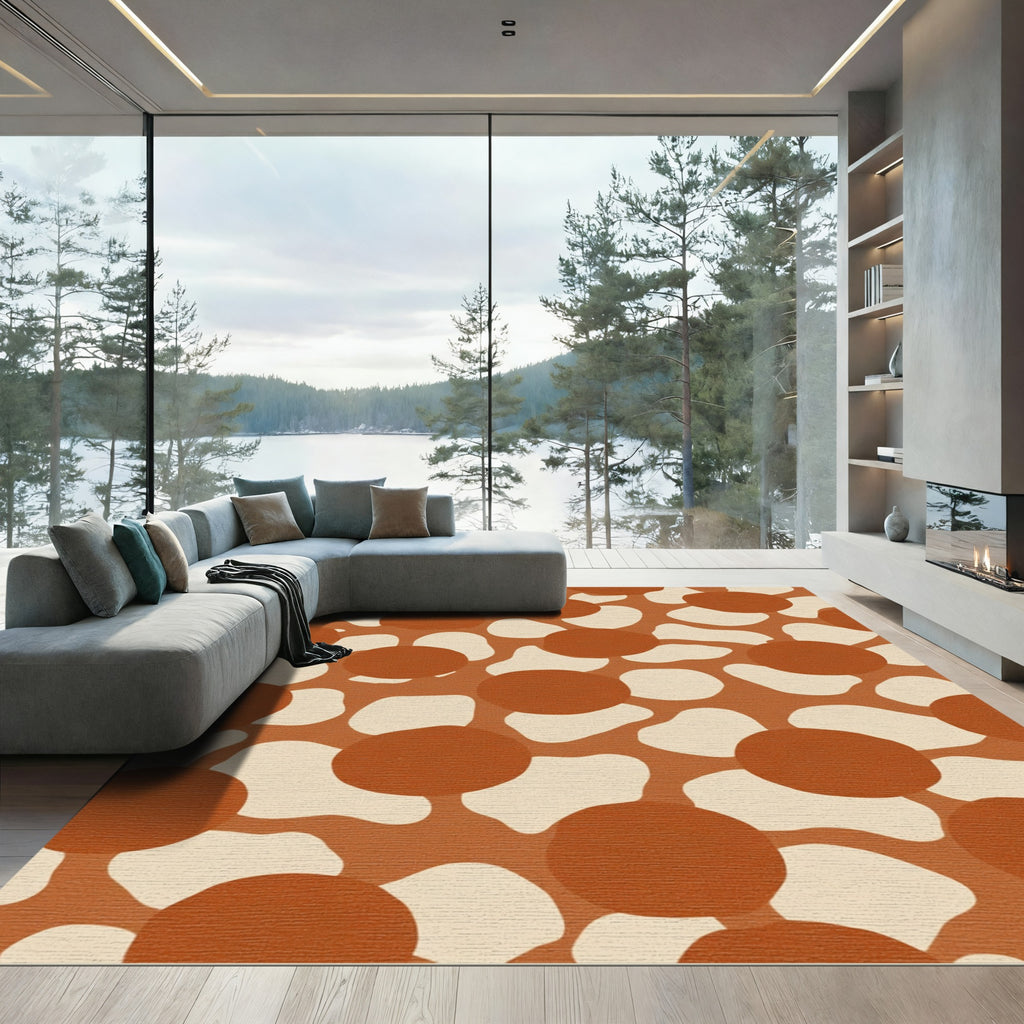 Terra Cotta Dot Overlap Composition Rug