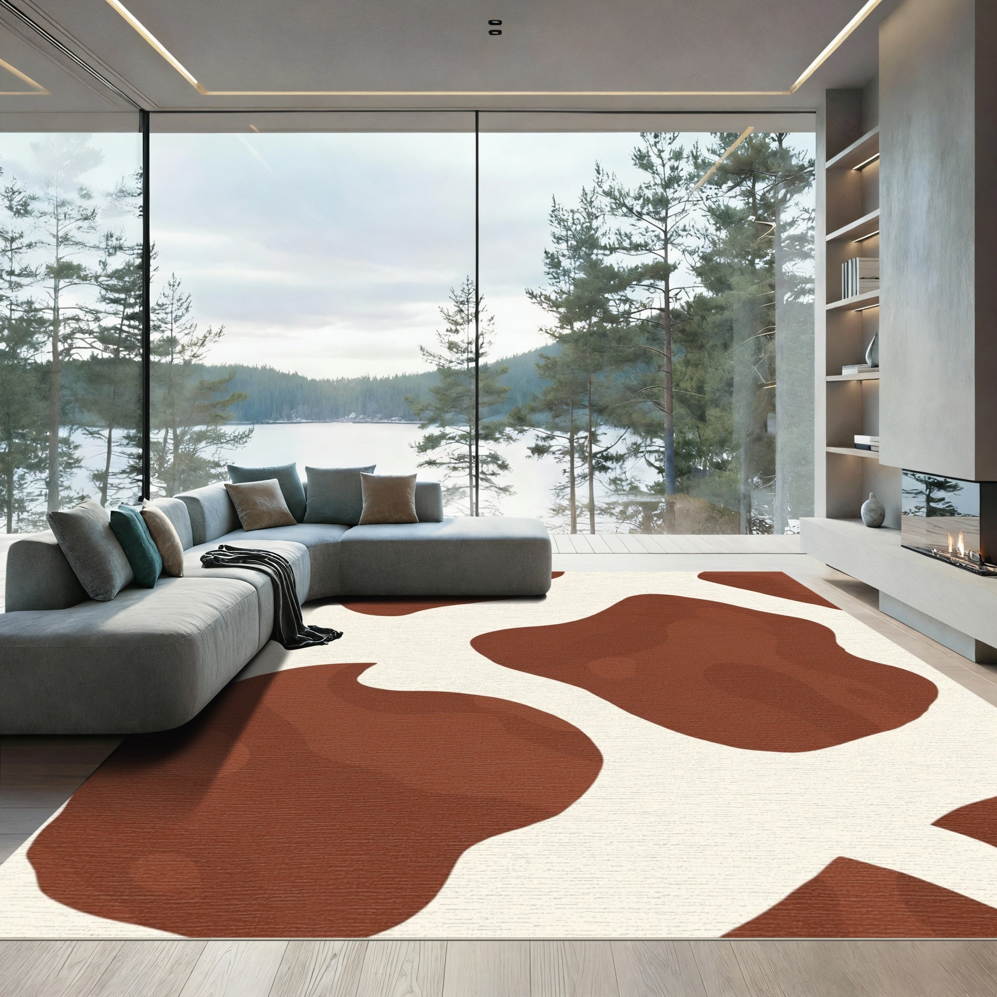 Brown Ivory Organic Spots Rug