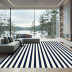 Classic Navy Cream Vertical Stripe Rug