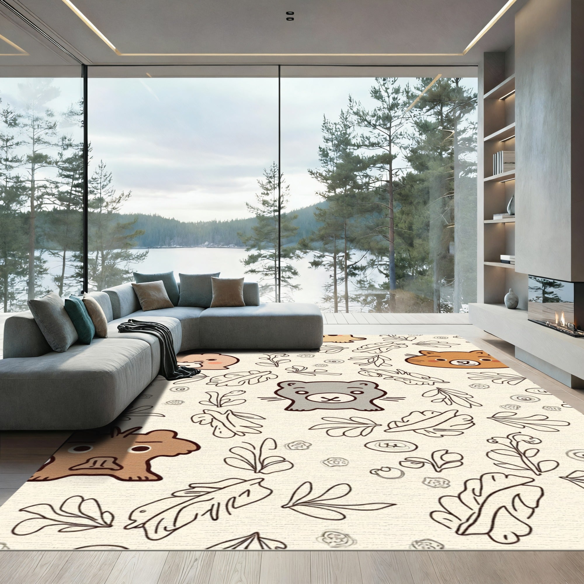 Whimsical Bear Whiskers Botanical Garden Rug
