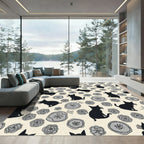 Whimsical Black Cats Floral Collage Rug