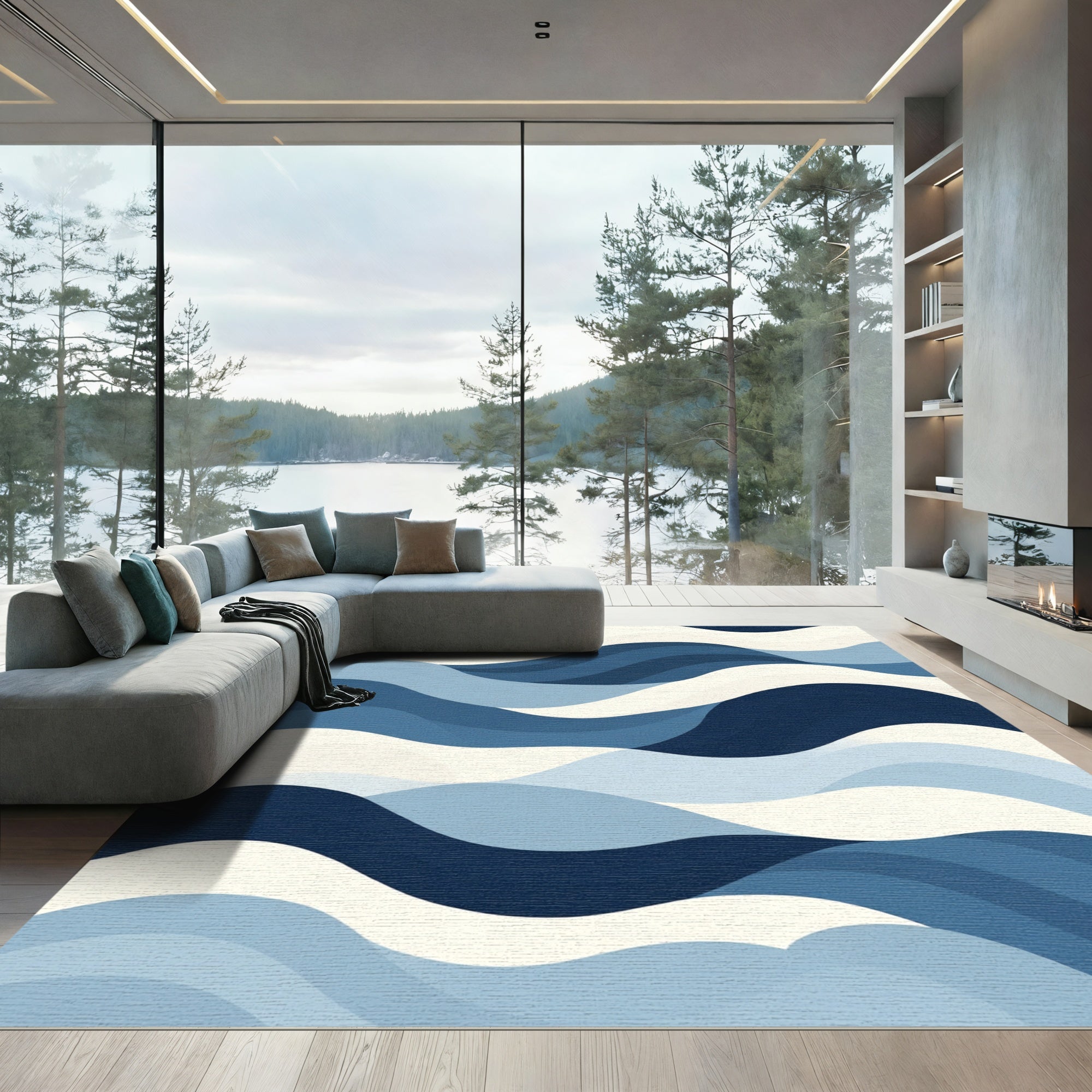 Flowing Abstract Ocean Wave Rug