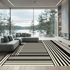 Modern Black Cream Striped Composition Rug