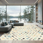 Abstract Diamond Stripes Beige Cream Rug