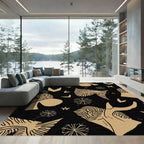 Tan Abstract Organic Forms Rug