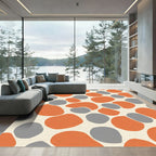 Organic Orange Gray Pebble Arrangement Rug
