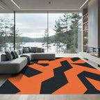 Bold Orange Geometric Angled Rug