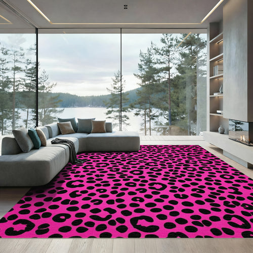 Bold Fuchsia Animal Print Rug
