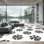 Dark Gray Floral Medallion Scatter Rug