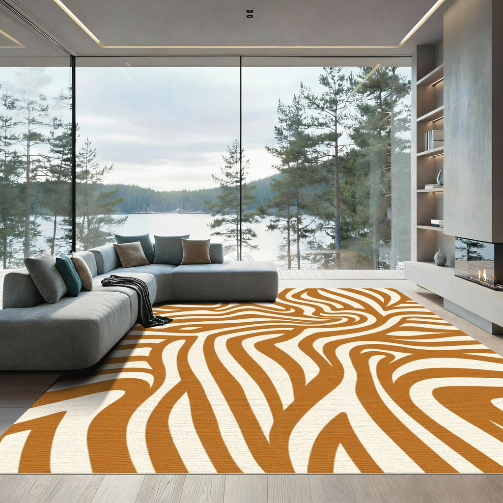 Warm Tan Auburn Swirls Rug