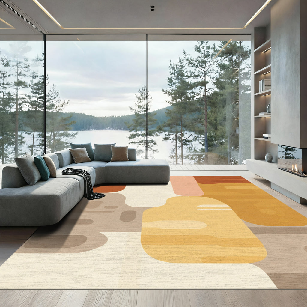 Abstract Earthy Tone Organic Shapes Rug