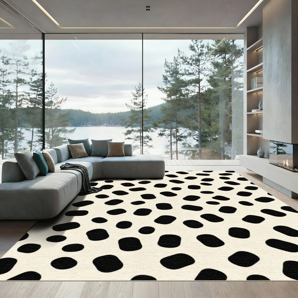 Creamy Black Spot Scatter Rug