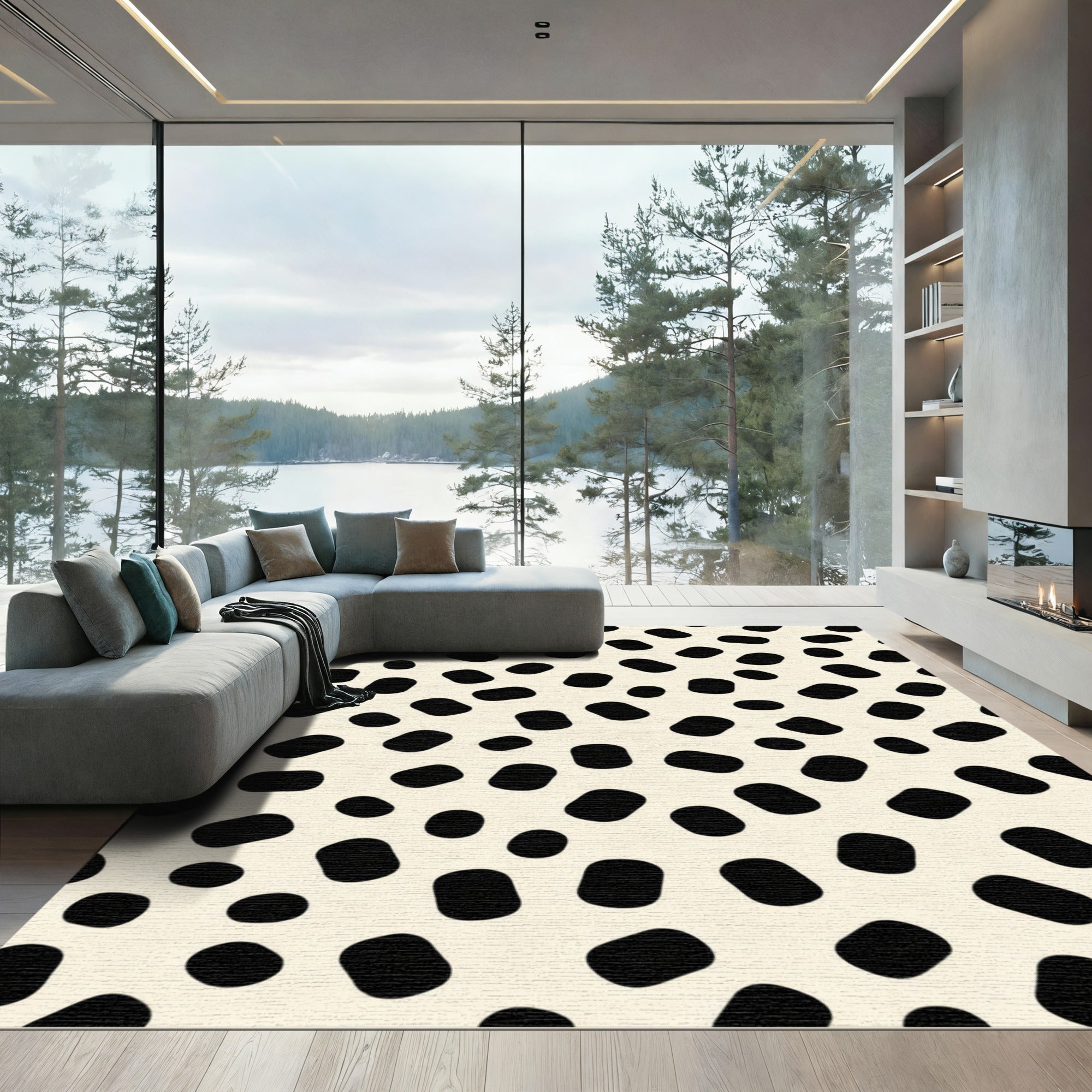 Creamy Black Spot Scatter Rug