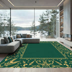 Emerald Golden Flourish Ornamental Border Rug