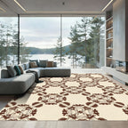 Brown Cream Repeating Medallion Rug