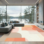Abstract geometric peach terracotta blocks Rug