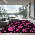 Vibrant Hot Pink Abstract Whimsical Figures Rug