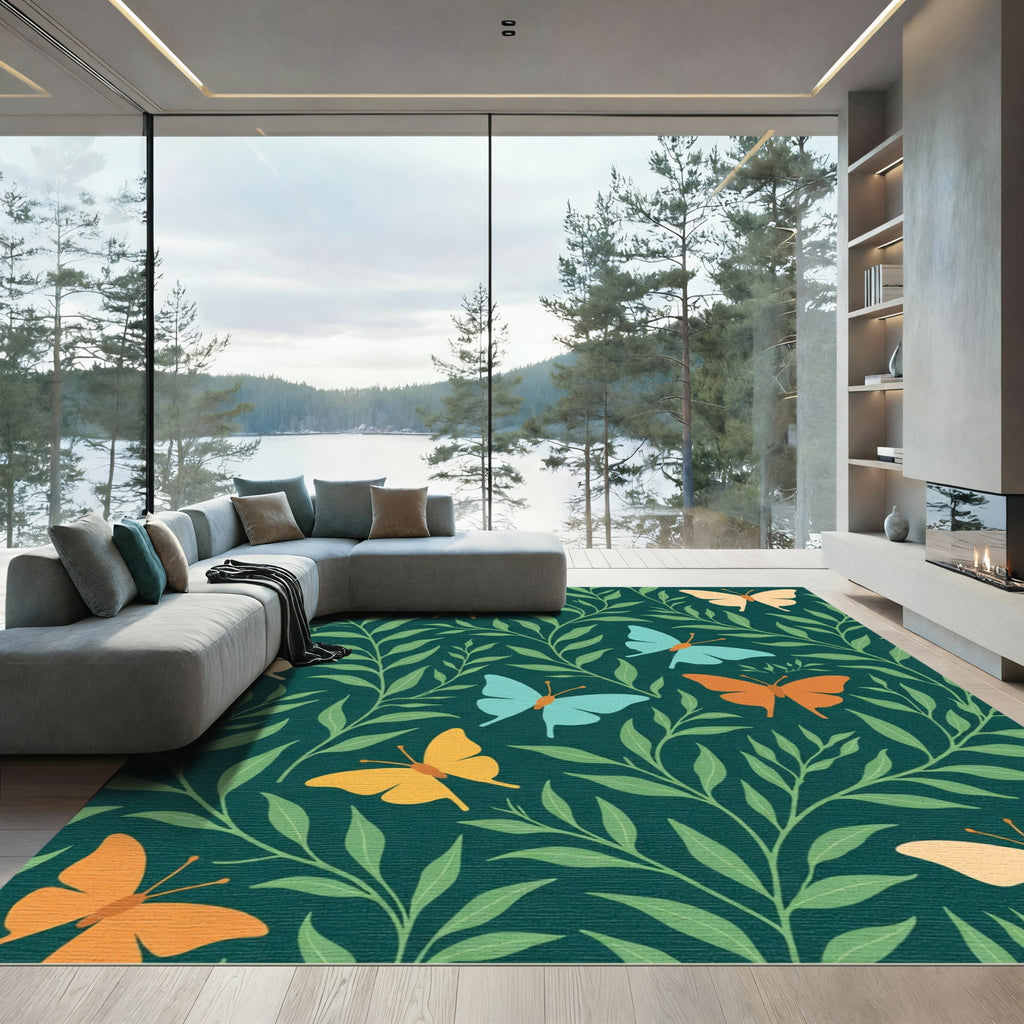 Whimsical Garden Butterfly Medley Rug