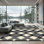 Gray Black Ivory Diamond Lattice Rug