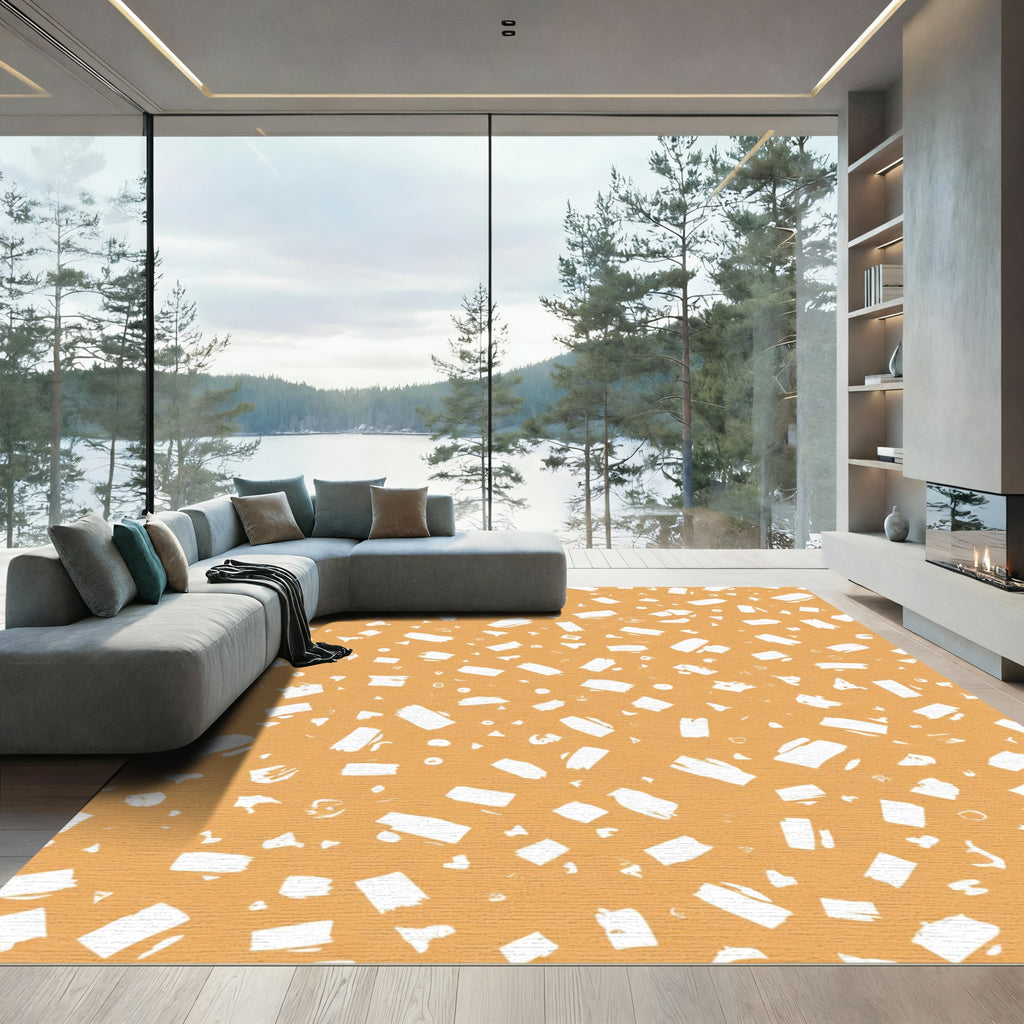 Terracotta White Speckled Brushstroke Rug
