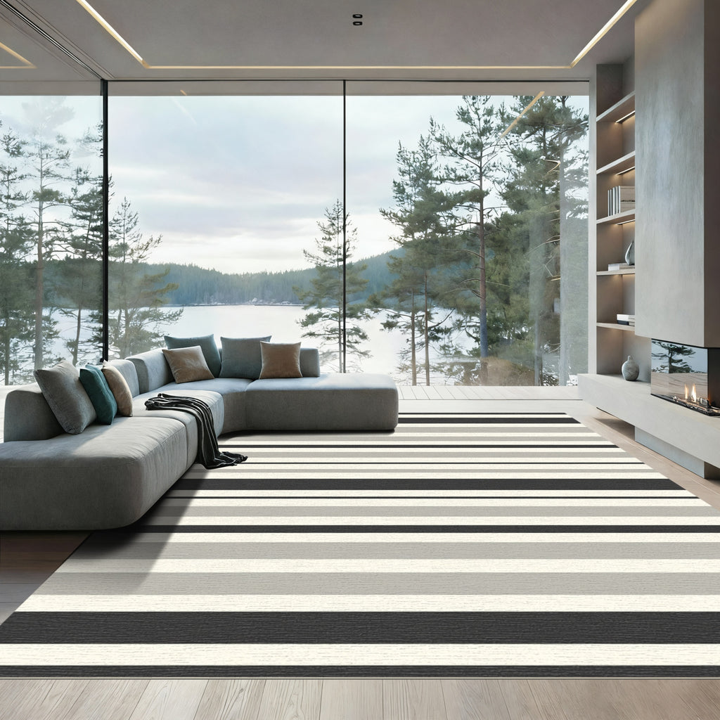 Subtle Shadowed Gray Stripe Arrangement Rug