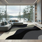Monochromatic Abstract Wavy Rug