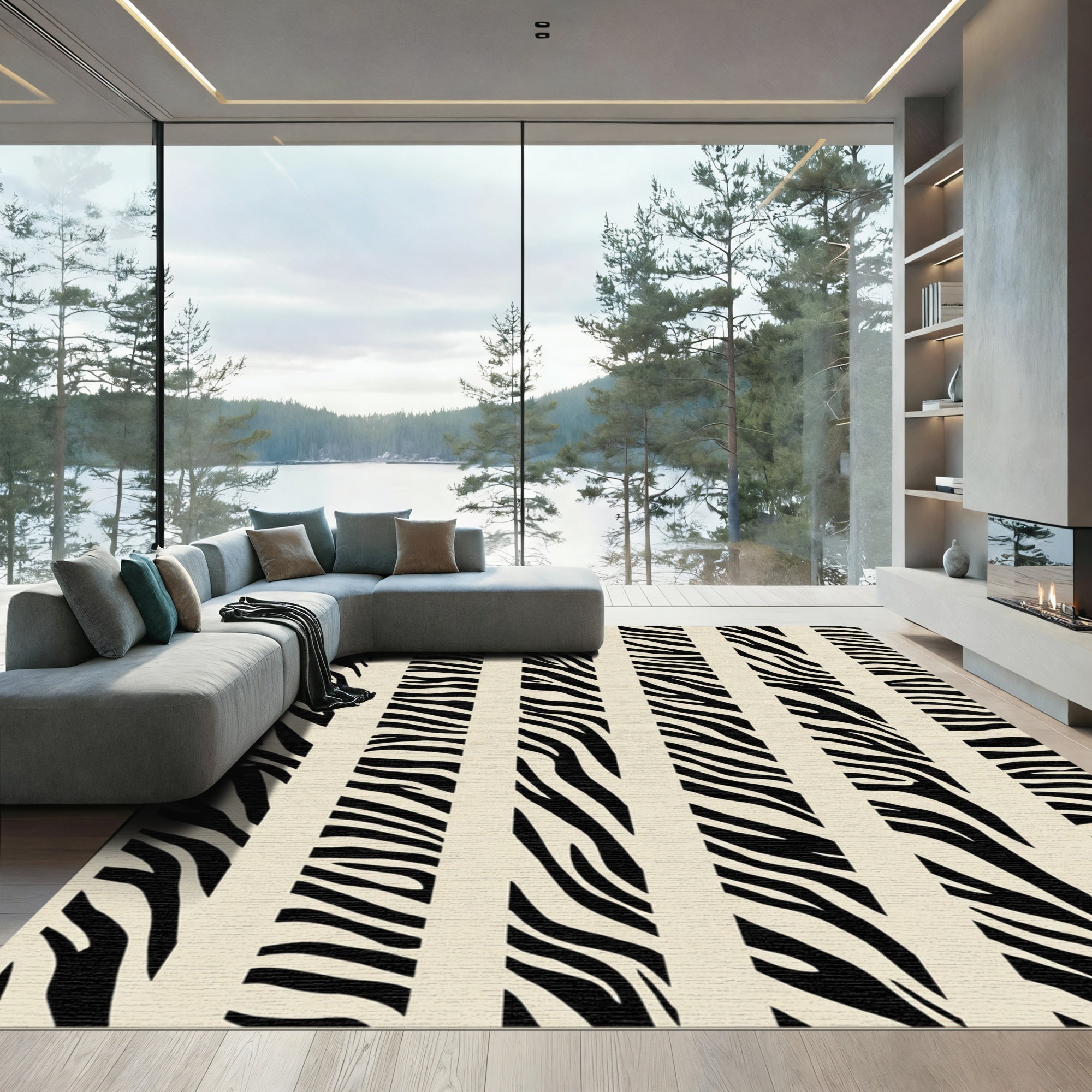 Monochrome Wild Animal Stripes Accent Rug