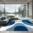 Deep Blue Geometric Arch Rug