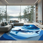 Deep Blue Shark In Swirling Ocean Rug