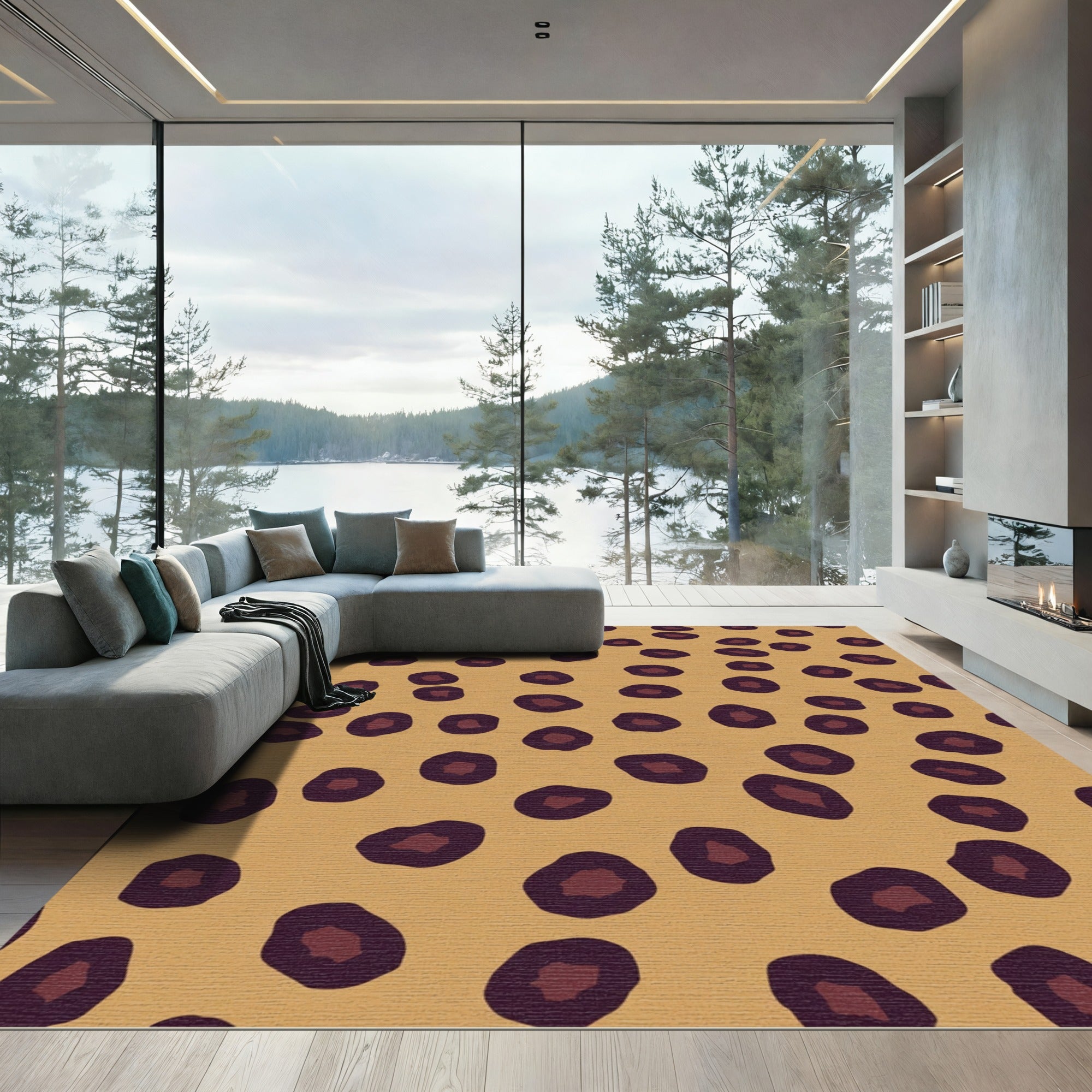 Golden Brown Leopard Spot Rug