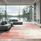 Coral Gray Abstract Rounded Lines Rug