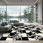 Monochromatic Abstract Checkerboard Face Rug