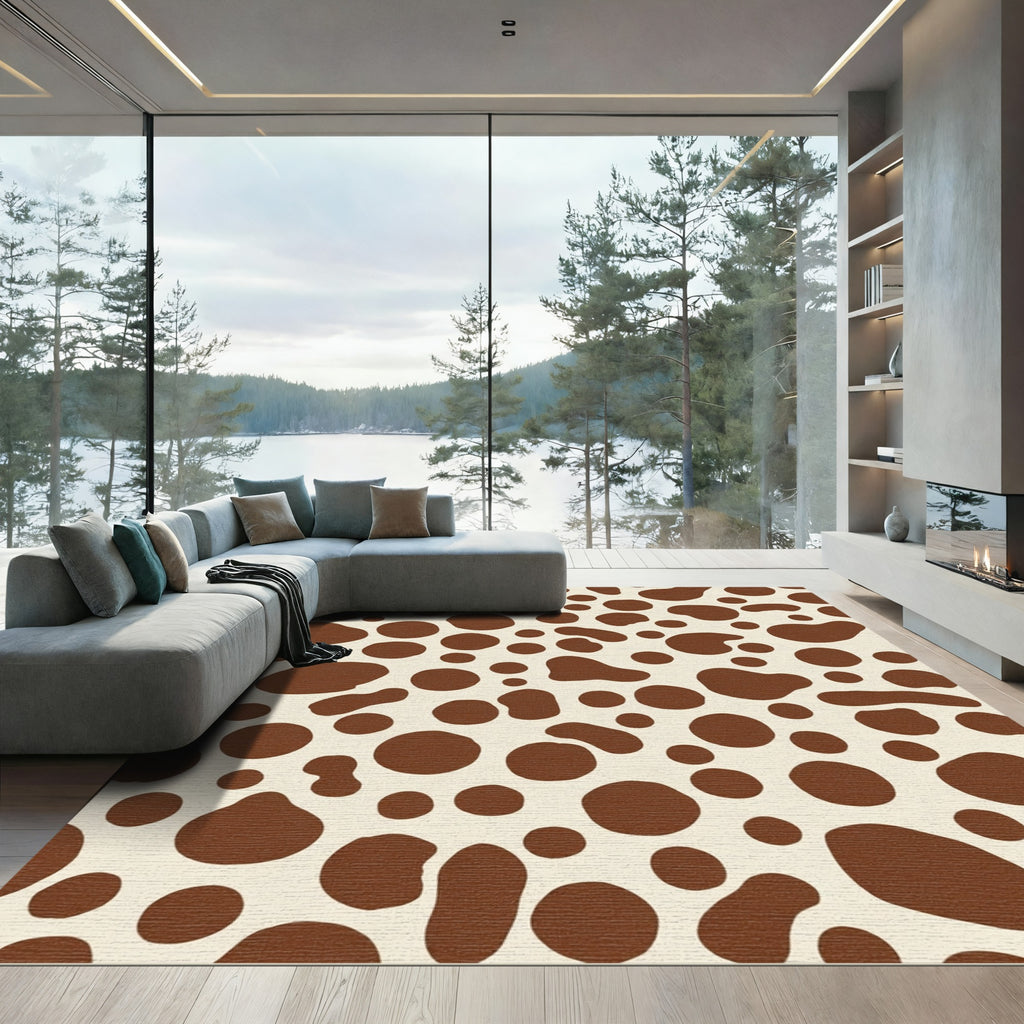 Brown And Cream Spotted Irregular Shapes Rug